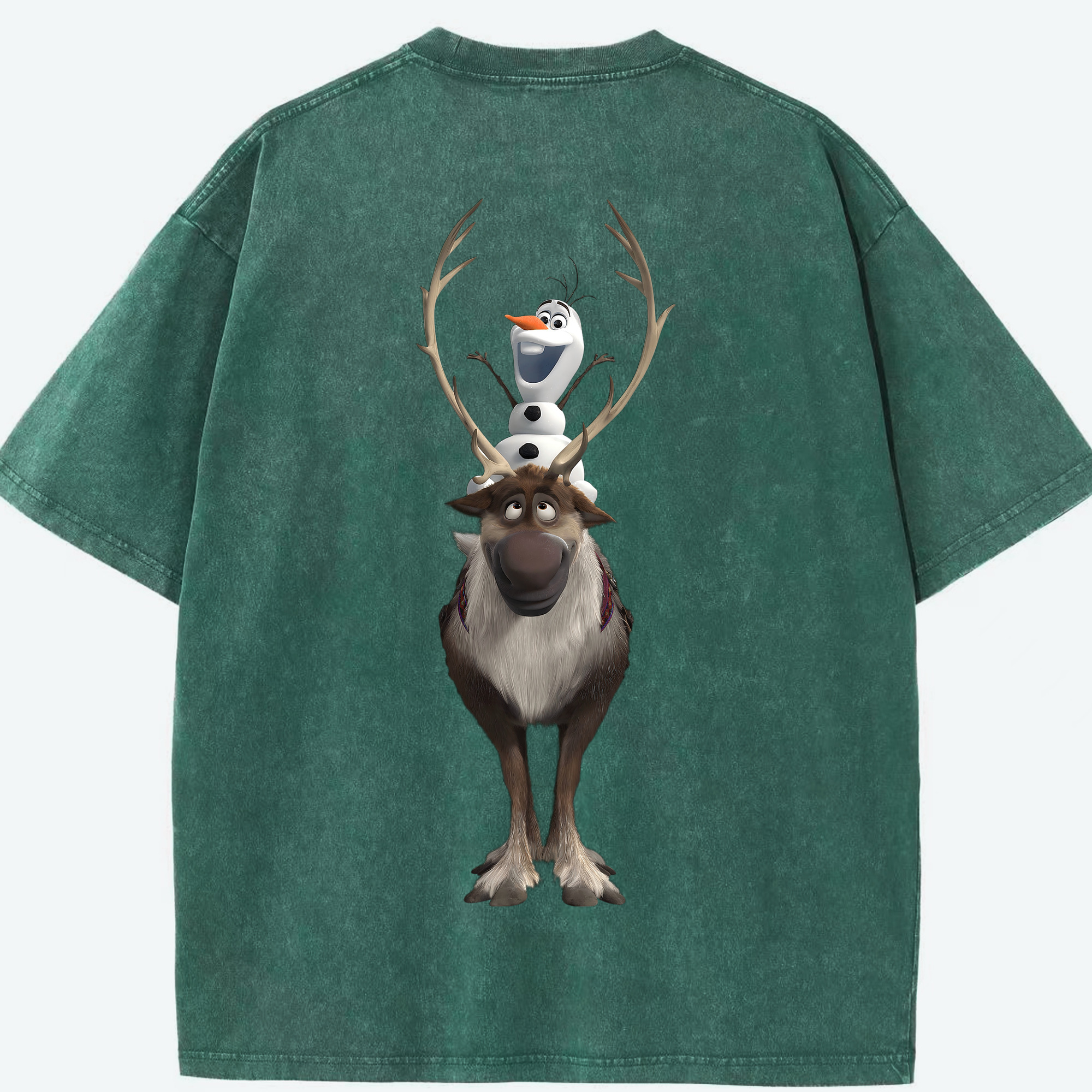 （画像用） アナと雪の女王 アンナ エルサ Frozen Anna Elsa 綿100% ヴィンテージ風 半袖Tシャツ（背面プリント）